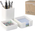 Aesthetic Desk Organizers and Accessories Set of 3 with Pen Holder,Paperclip Holder,Sticky Note Holder - Durable Plastic Pencil Holder for Office Women Men-Teacher Appreciation/Back-to-school Gift by Unknown