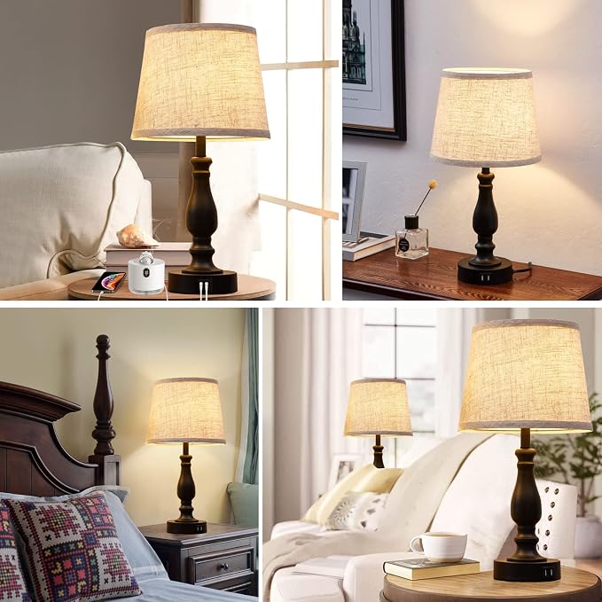 EJIAXIN Table Lamps Set of 2, Bedside Nightstand Lamps with USB Charging Ports,Dimmable Touch with Linen Fabric Lampshade, Modern Small Lamp for Bedrooms, Living Room (Bulbs Included) - Image 9