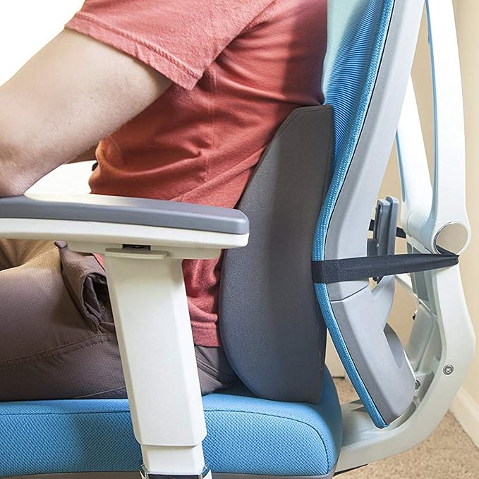 DMI Lumbar Support Pillow for Chair to Assist with Back Support with Removable Washable Cover to Ease Lower Back Pain and Discomfort while Improving Posture, 14 x 13 x 5, Contoured Foam, Premium,Gray - Image 2