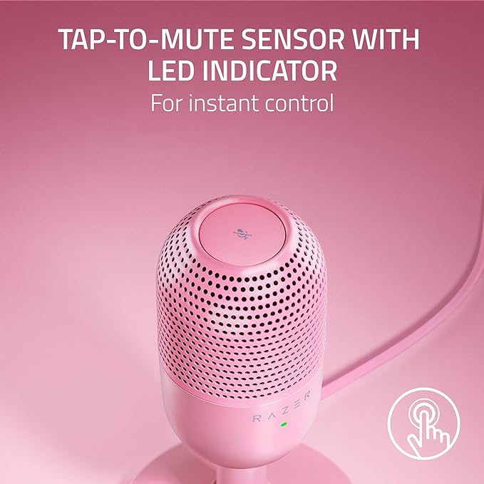 Razer Seiren V3 Mini USB Microphone, Supercardioid Condenser Mic, Pink | Tap-to-Mute Sensor with LED Indicator, Shock Absorber, Ultra Compact, Works with OBS, Discord, Zoom, Teams - Image 4