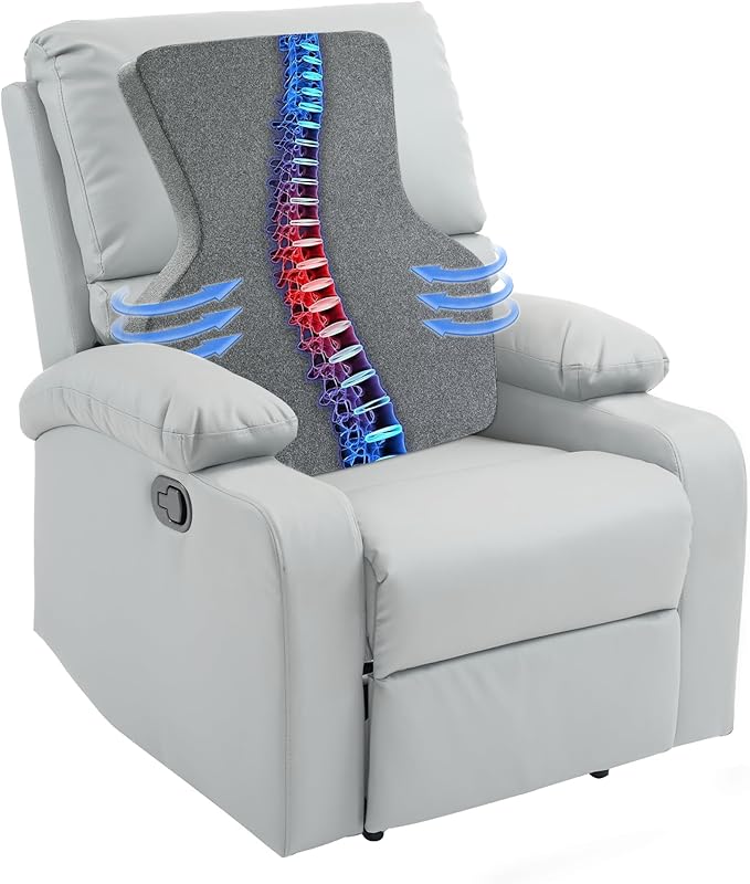 HOMBYS Ergonomic Lumbar Support Pillow for Recliner,Memory Foam Chair Back Support Cushion for Elderly,Extra Large Lumbar Support Pillow,Low Back Pain Relief Cushion,Dark Grey by HOMBYS