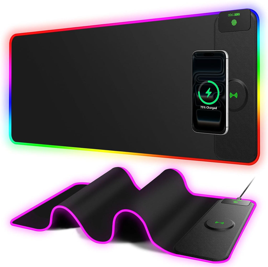 XL RGB LED Gaming Mouse Pad with 15W Magnetic Wireless Charging by abc.mat