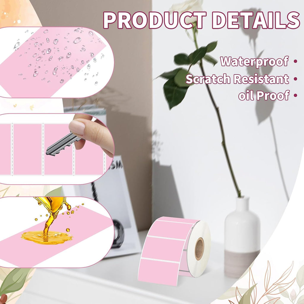 Starboling 2.25" x 1.25" Pink Direct Thermal Labels,Self-Adhesive Printer Label for Address,Logo,Shipping,Barcodes,QR Code - Image 3