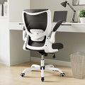 Office Chair, Ergonomic Desk Chair with Adjustable Lumbar Support and Flip up Armrest, Breathable Mesh Computer Chair for Home Office, White by Unknown