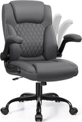 Leather Office Chair, PU Home Computer Desk Chairs with Ergonomic Back Support, 360°Swivel Free，Small Gaming Chair with Wheels and Adjustable Armrests, for Short People Use by BrickAttic