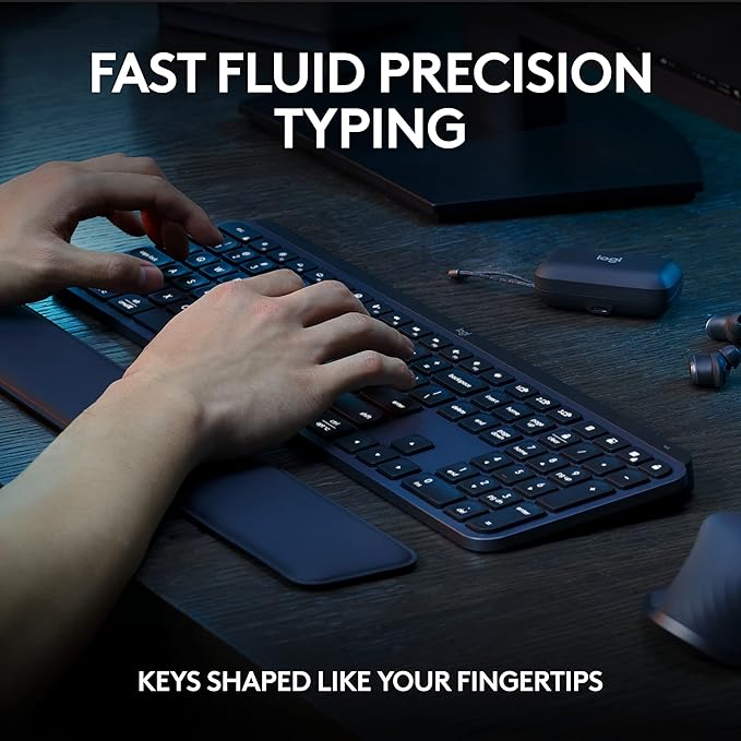 Logitech MX Keys S Combo Performance Wireless Keyboard and Mouse - Graphite | Includes palm rest, customizable illumination, fast scrolling, Bluetooth, USB C, Windows, Mac, Linux, Chrome compatible - Image 3