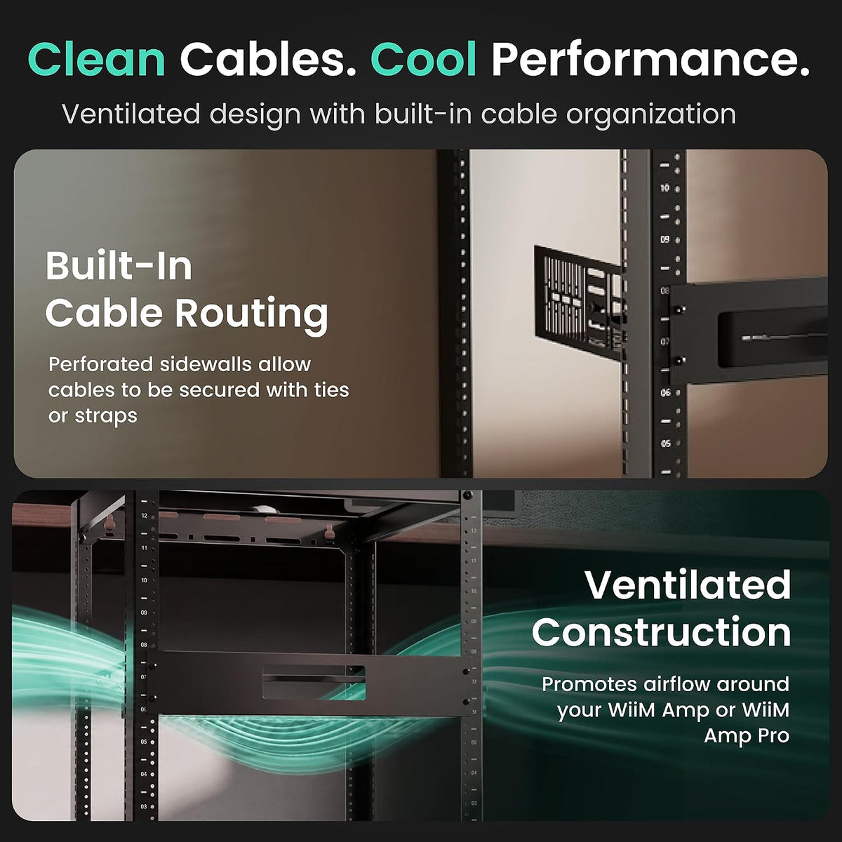 ynVISION.DESIGN 2U Rack Shelf for WiiM Amp, Amp Pro, Vibelink Amp, 4 Pack - Image 6