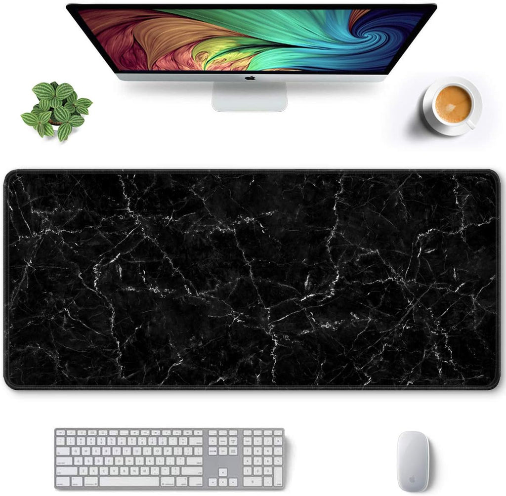 Large Mouse Pad, Full Desk XXL Extended Gaming Mouse Pad 35" X 15", Waterproof Desk Mat with Stitched Edges, Non-Slip Laptop Computer Keyboard Mousepad for Office and Home, Marble Design by Auhoahsil
