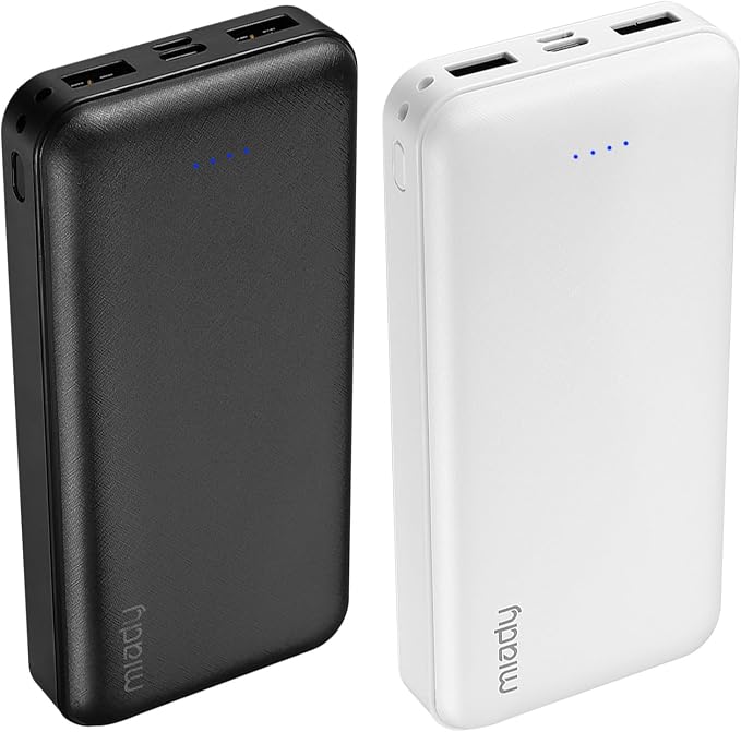 Miady 2-Pack Portable Charger PD 22.5W Power Bank 20000mAh Battery Pack | 74Wh丨Fast Charging丨3 Outputs 2 Inputs丨High Capacity丨Compatible with iPhone 17 iPad Android etc丨for Travel Camping丨Black+White by Miady