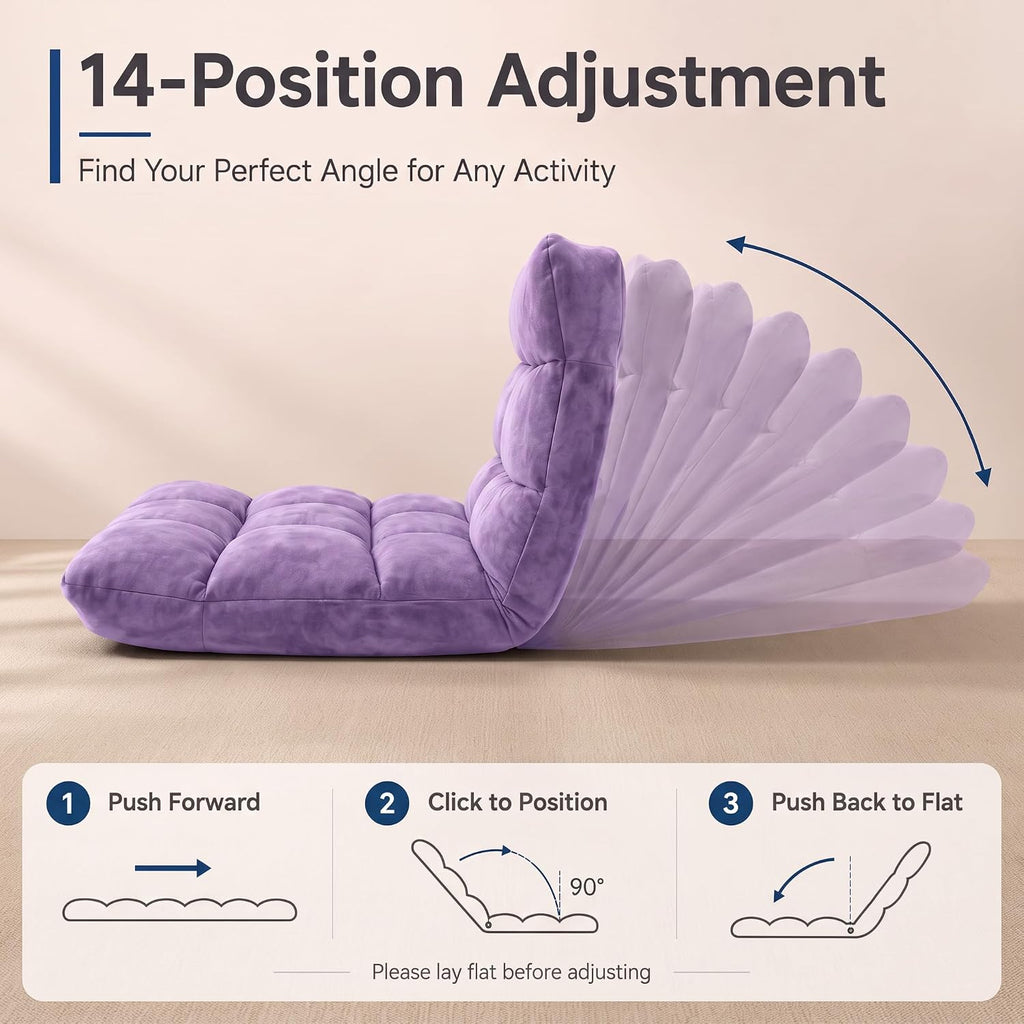 GAOMON 14-Position Adjustable Floor Chair, Folding Lazy Sofa with Backrest - Image 5