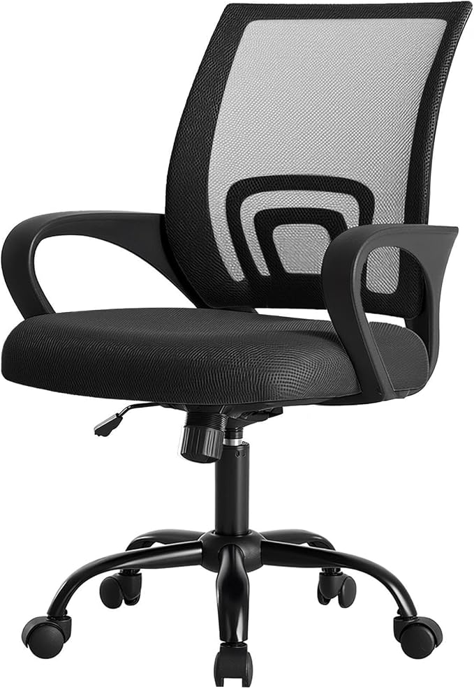 OLIXIS Home Office Chair, Mesh Desk Chair, Ergonomic Lumbar Support | Storage Back Rocking Mode, Height Adjustable Fixed Armrest, 360 Swivel Computer Gaming Conference, Black by OLIXIS