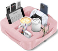 Couch Cup Holder Pillow, Sofa and Bed Caddy for iPad, Kindle, Switch, Game Controller, Remotes, Phones, Small-Sized Cup and Drink Holder for Couch, Bed, Desk, Car, Beach, Bathroom Cup Holder, Pink by Heyife