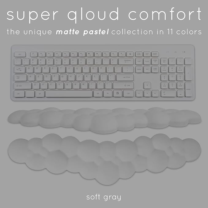 Cloud Keyboard Wrist Rest – Create-ables Qloud Cloud Wrist Rest for Computer Keyboard and Mouse, Ergonomic Memory Foam Wrist Pad with Non-Slip Base, Includes Cloud Mouse Pad – Gray - Image 2