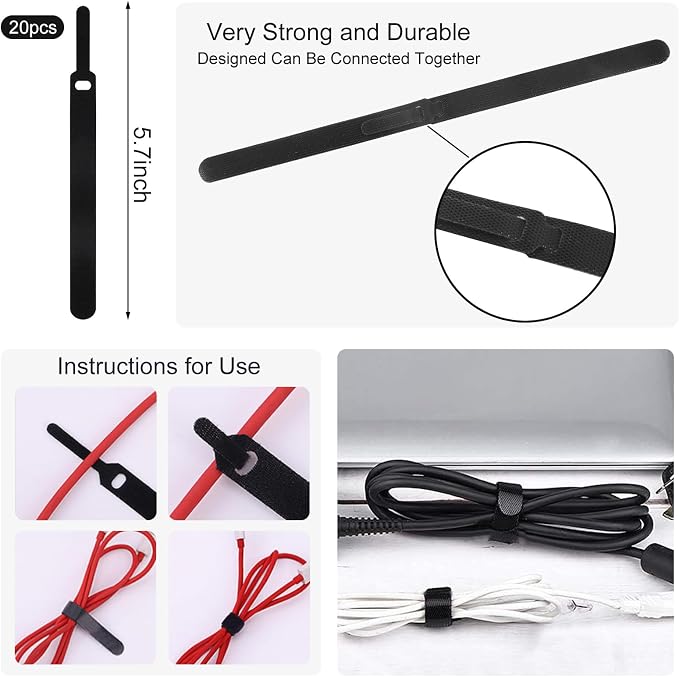 137PCS Cable Management Kit 4 Cable Sleeve Split 100 Cable Zip Ties 10 Cable Clips 15 Adhesive Wall Cable Tie 10 Cable Zip Tie for TV Computer Office Home Under Desk - Image 5