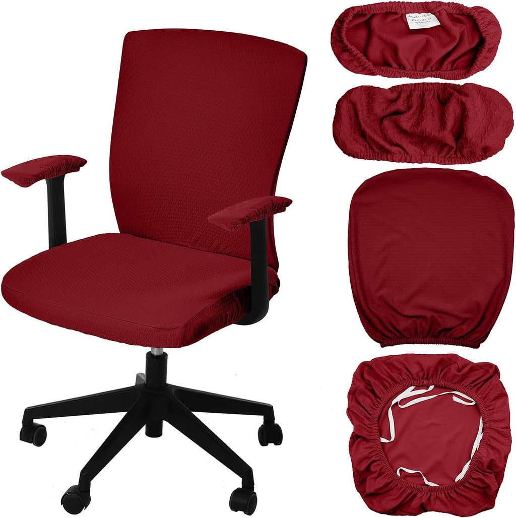 4 Pcs Office Chair Covers Set Computer Armrest Slipcover Seat, Red by Tallew