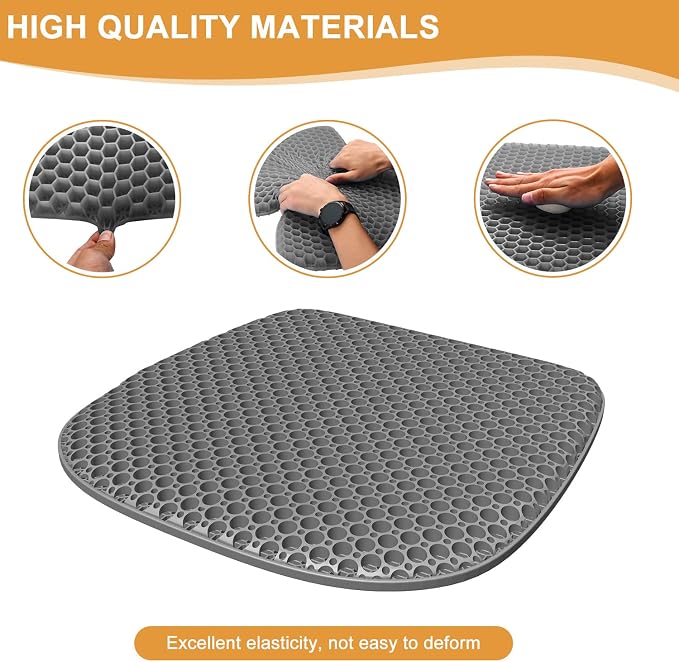 EVEME Large Gel Seat Cushion for Long Sitting with Non-Slip Cover,Soft & Breathable,Seat Cushion for Chair,Car,Office,Desk Chair,Wheelchair - Image 4