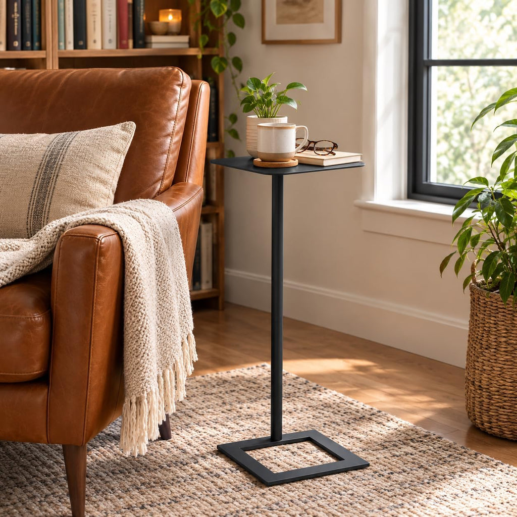 Modern Stable C Table End Table, 23.4" Tall, Medium, Black - Image 5