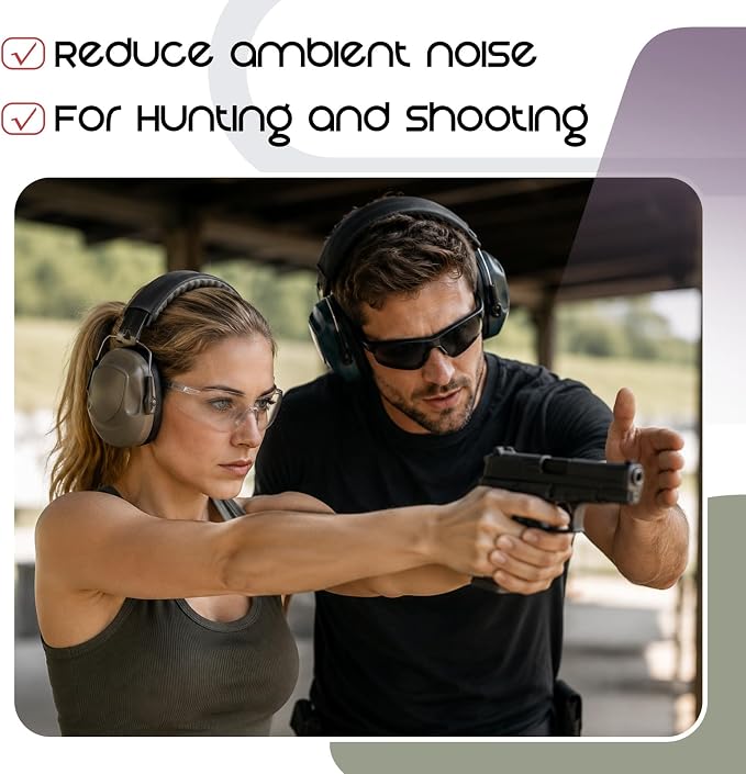 6 Pcs Adult Kids Ear Protection 27db Noise Reduction Shooting Hearing Protection for Gun Range Hunting Construction Studying(Shooting Style, Dark Colors) - Image 4