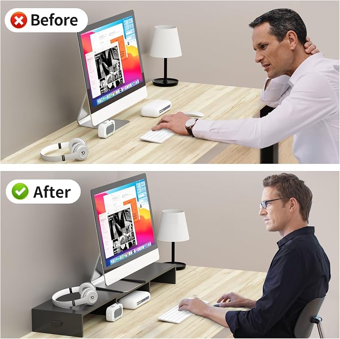 Pholiten Monitor Stand Riser with Adjustable Length and Swivel Angles | Extra Long Multifunctional Stand up to 48.2" Fit Computer Laptop Printer Max 44 lbs - Image 5