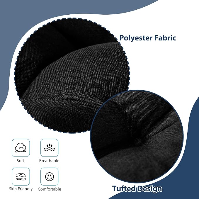 IASEAHK Chair Cushions for Dining Chairs, Seat Cushions for Kitchen Chairs, Indoor Seat Cushions with Ties, Tufted Foam Chair Pads, Non Slip Chair Cushions Set of 4, 15.5" x 15.5" x 4", Black - Image 3