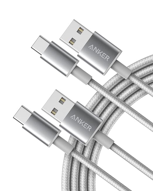 Anker USB A to USB C Cable, USB to USB C Cable (2-Pack, 6 ft, Silver) | For iPhone 17 Series, Samsung Galaxy S10 / S10+, LG V30, Beats Fit Pro, and More by Unknown