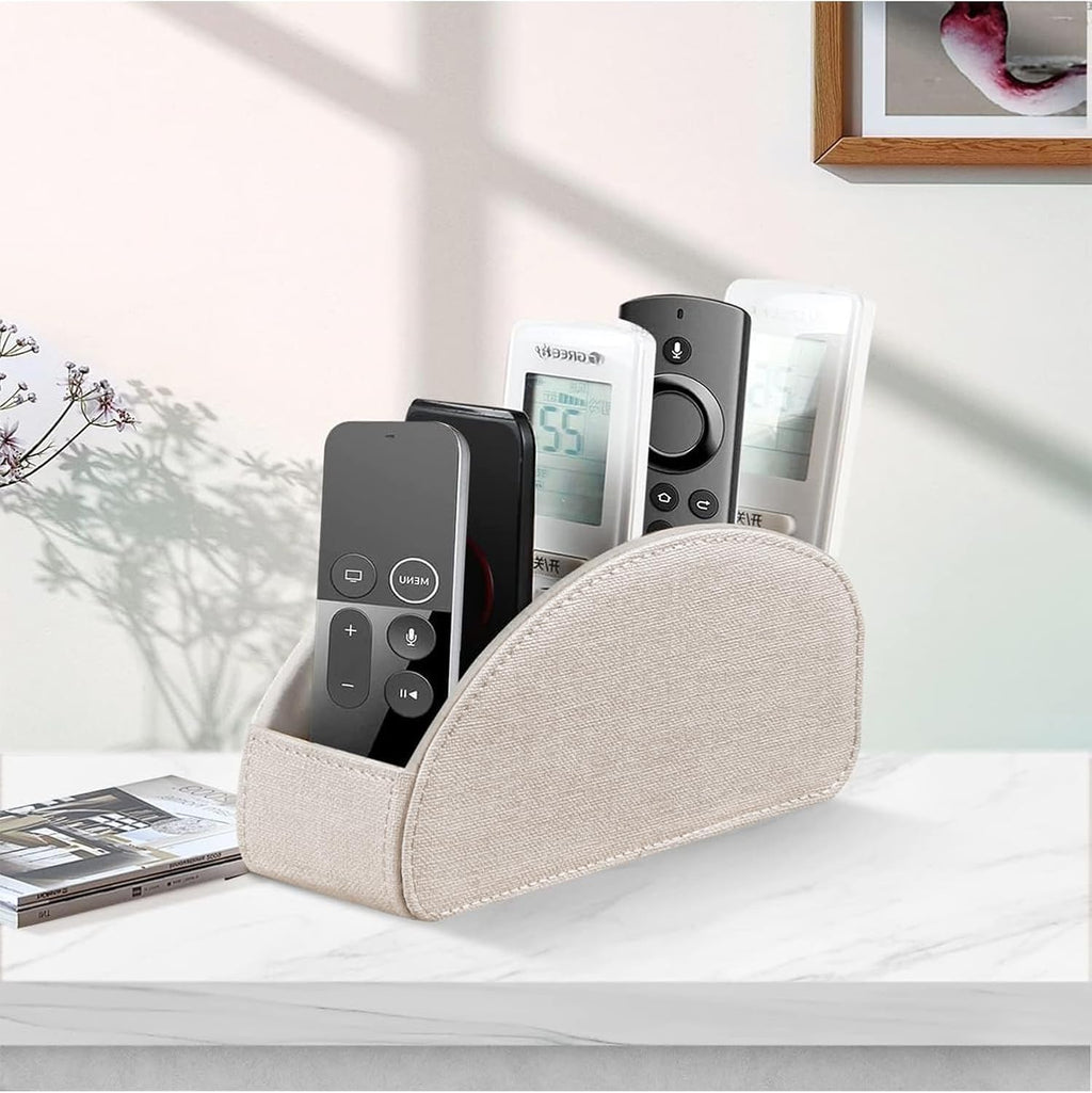 PU Leather TV Remote Control Holder/Caddy for Table with 5 Compartments - Image 7