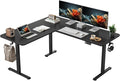 YIHAYO L Shaped Standing Desk Adjustable Height, 63 x 55 Inches Electric Corner Standing Desk with Splice Board, Computer Desk for Home Office, Black by YIHAYO
