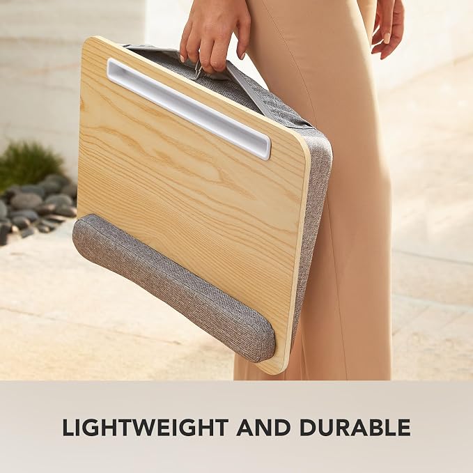 HUANUO Laptop Lap Desk with Cushion, Fit up to 15.6" Laptop，Light Wood | Portable Lap Desk with Pillow Cushion, Anti-Slip Strip & Storage Function for Home Office Students as Computer Laptop Stand - Image 7