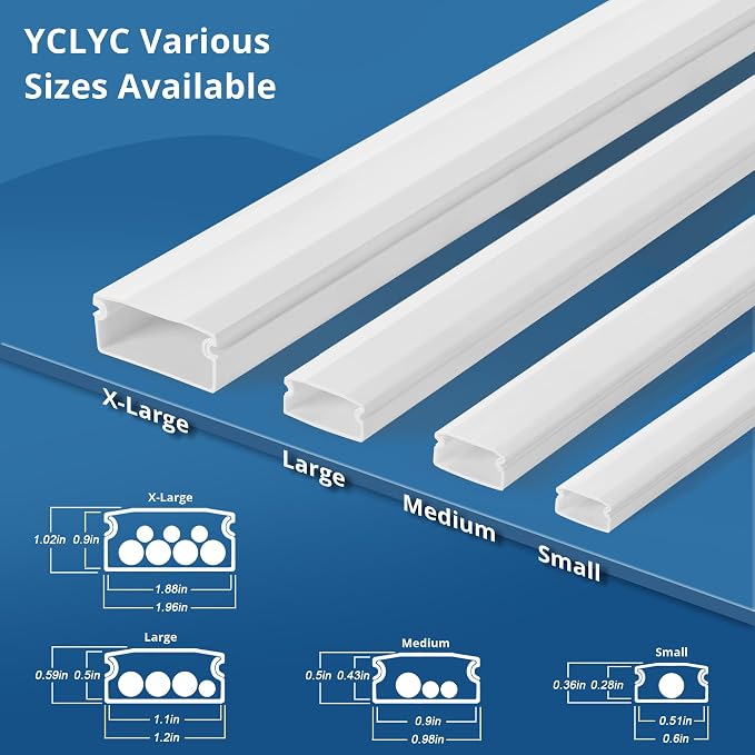 136in Cord Hider for Wall Mount TV, White Wire Covers for 1 Mini Cord | 8 Pack Cable Hider Kit, Paintable Power Wall Cord Cover, Wire Hiders for TV on Wall Cable Raceway - L17in W0.6in H0.36in - Image 5