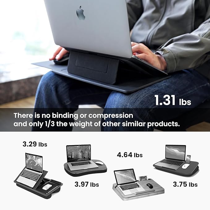 Portable Lap Desk -Ultra Slim&Compact Laptop Desk in Sleek Design with Retractable Mouse Pad, Adjustable Stand, Expandable Surface, and Heat Protection for Laptops and Tablets (Blonder Brown) - Image 4