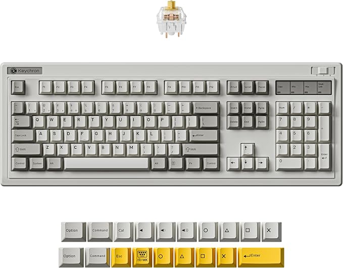 Keychron R6 Retro 100% Full Size Wireless Mechanical Keyboard | Hot Swappable RGB Apex Banana Tactile Switch, QMK Tri-Mode(2.4 GHz/Bluetooth/Wired), Compatible with Mac PC Linux by Keychron