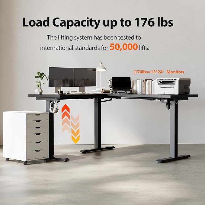 Agilestic L Shaped Electric Standing Desk Adjustable Height, 59Inch, Black | Electric Height Adjustable, Spacious Corner Desktop, Sturdy Steel Frame, Memory Presets, 176 lbs, Splice Board - Image 9