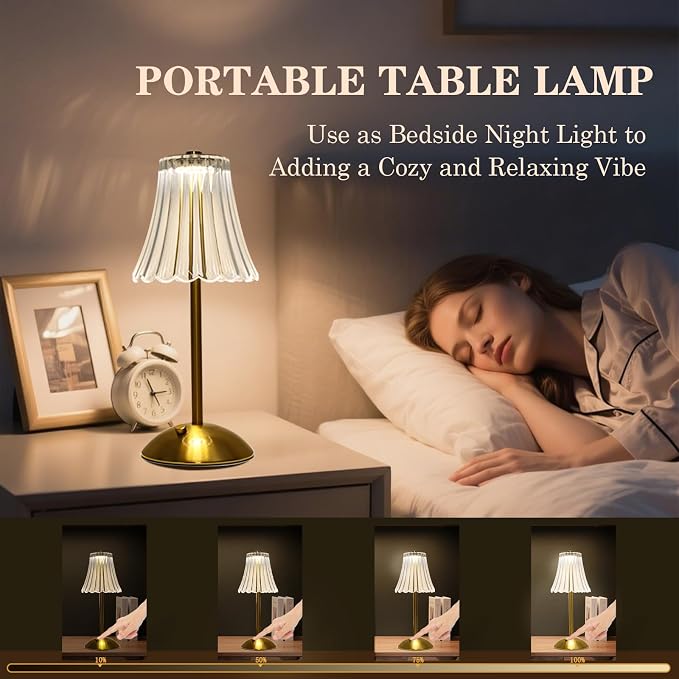 2 Pcs Cordless Rechargeable Table Lamp, Touch Dimming, 3 Color Modes | 5000mAh Battery Power, Stepless Dimmable, Crystal Table lamp for Bedroom/Bar/Kitchen/Outdoor/Desk, Home Décor Gift - Image 4