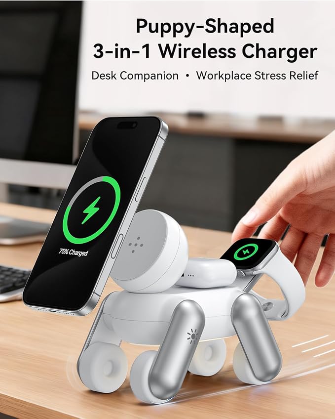 3 in 1 Charging Station for Apple Devices, Magnetic Wireless Fast Charger Stand Compatible with MagSafe for iPhone 17/16/15/14/13/12/Air Series, Apple Watch & Airpods - Image 3