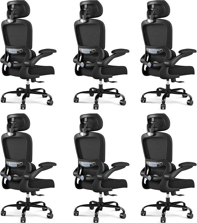 TRALT Office Chair Ergonomic Desk Chair - Gaming Chair with Lumbar Support | 330 LBS Home Office Desk Chairs with Headrest, Reading Chair with Flip-up Armrests, Comfortable Computer Chairs (6, Black) by TRALT