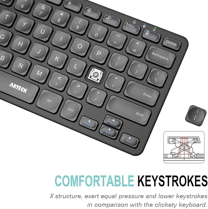 Arteck Universal Multi-Device Bluetooth Keyboard Ultra Slim and Compact Wireless Bluetooth Keyboard with Media Hotkeys for Windows iOS iPad OS Android Computer Desktop Laptop Surface Tablet Smartphone - Image 3
