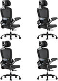 TRALT Ergonomic Office Chair Desk Chair with Adjustable Lumbar Support | Home Office Desk Chairs with Flip-up Armrests & 3D Headrest - Mesh Gaming Chair for Adults, 330lbs, PU Leather (Black, 4) by TRALT