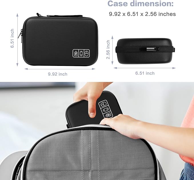 MOSISO Electronic Organizer Travel Case Compatible with MacBook Power Adapter, Compatible with Magic Mouse & Pencil, SD Card, USB Flash Disk with 4 Modular Insert & 2 Cable Tie & Snap Hook, Black - Image 4