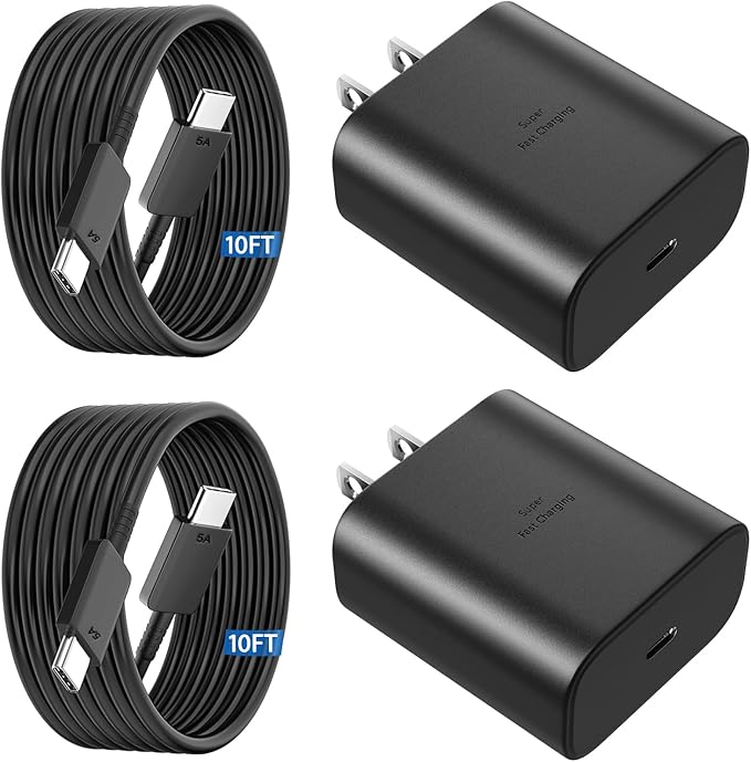 45W USB C Super Fast Charger Type C Charger Fast Charging Android Phone Charger Block with 10FT Type C Charging Cable for Samsung Galaxy S26 Ultra/S26/S26+/S25/S25 Ultra/S25+/S24 Ultra/S23 Ultra/S22 by Vilive