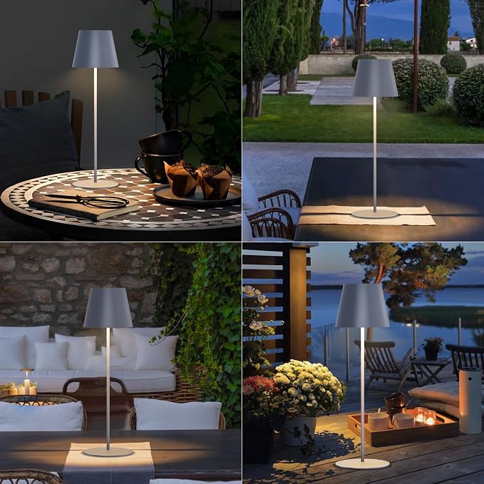 uuffoo 2 Pack Cordless Table Lamp Rechargeable 5000mAH Battery Operated Lights Touch Control LED Portable Desk Lamps 3 Color Dimming for Outdoor Coffee Bedroom Kitchen (Gray) - Image 6