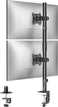monTEK Stacked Dual Monitor Stand for 17-32", 22 lbs Each | Vertical dual-screen desk mount, height adjustment, tilt, swivel, rotation, clamp/grommet bases and VESA 75/100 by monTEK