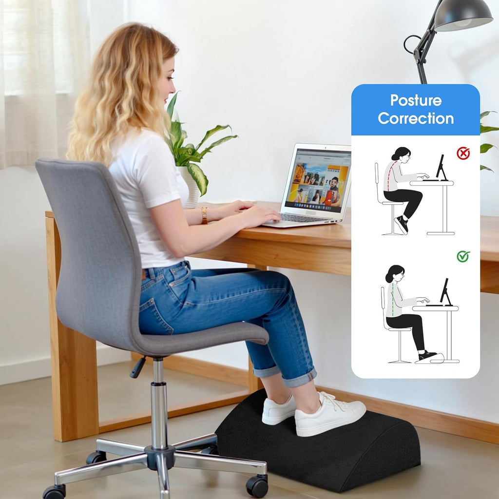 Foot Rest for Under Desk with 3 Heights, Foot Stool, Black - Image 5
