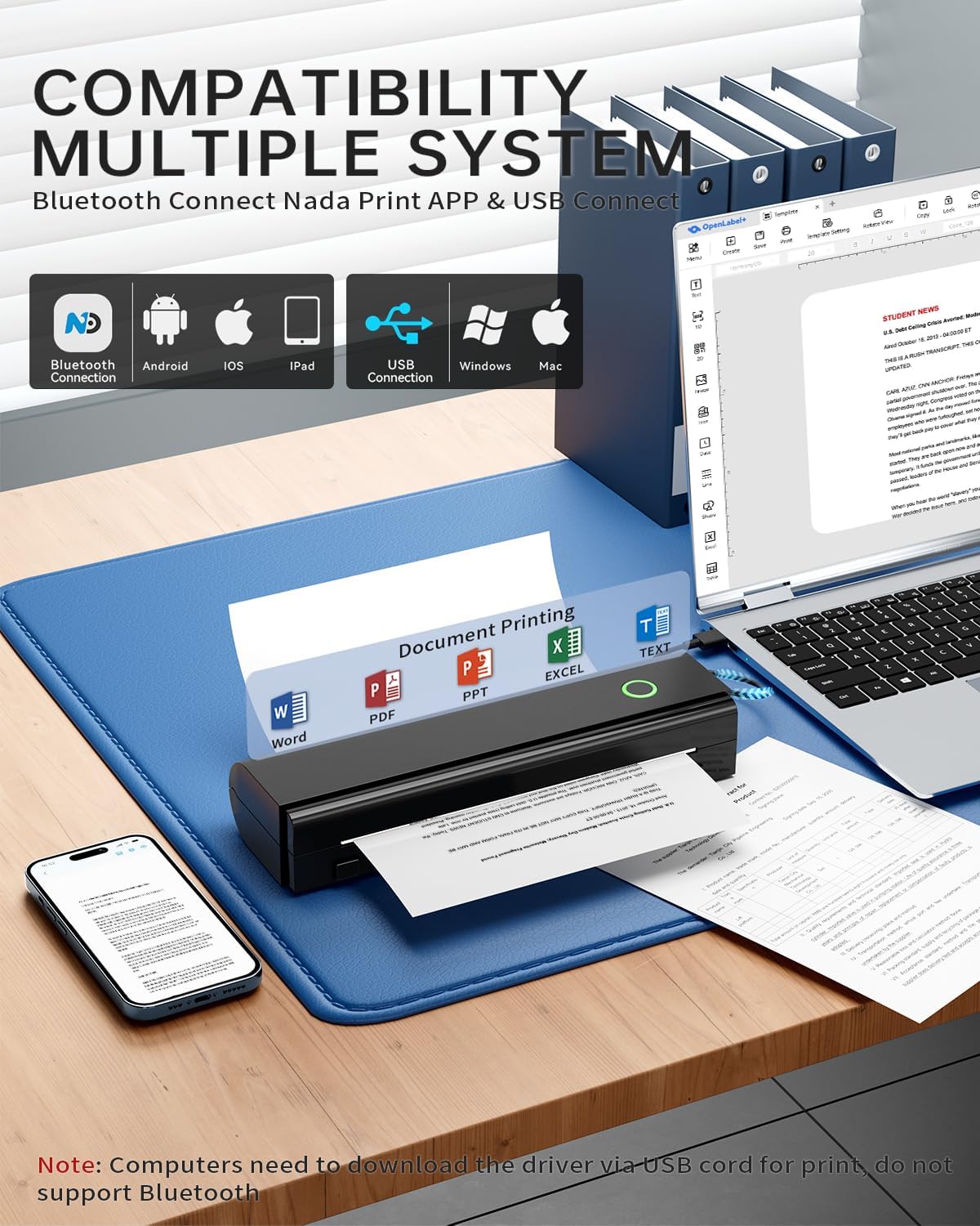 Portable Printers Wireless for Travel, N80 Bluetooth Thermal Printer - Image 2
