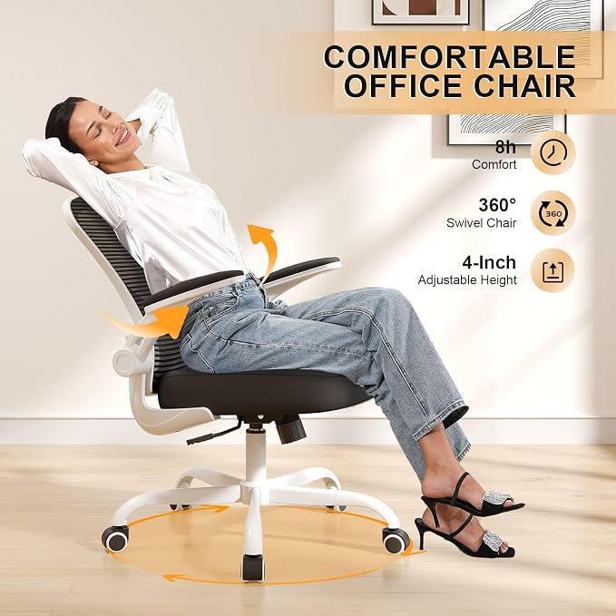 Office Chair|Ergonomic Desk Chairs 330LBS Capacity | Flip-up Armrests,Mesh Computer Chair,High Back,Comfy Work,Adjustable Lumbar Support - Image 4