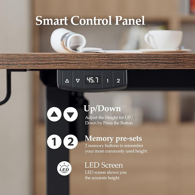 Klicelor L Shaped Standing Desk 63 x 35.4 Inch, Electric Height Adjustable Corner Desk for Home Office Workstation, Ergonomic Sit Stand Computer Table with Memory Controller, Rustic Brown - Image 7
