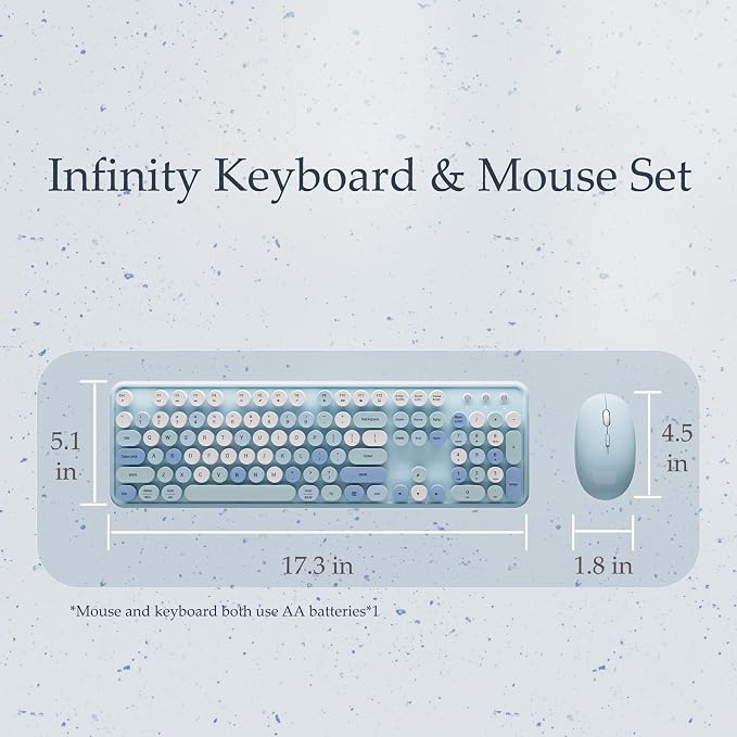 Colorful Wireless Keyboard and Mouse Combo Blue Colorful | Full-Sized Office Keyboard with Typewriter Flexible Keys, 2.4GHz Dropout-Free Connection, Optical Mouse for PC Laptop - Image 6