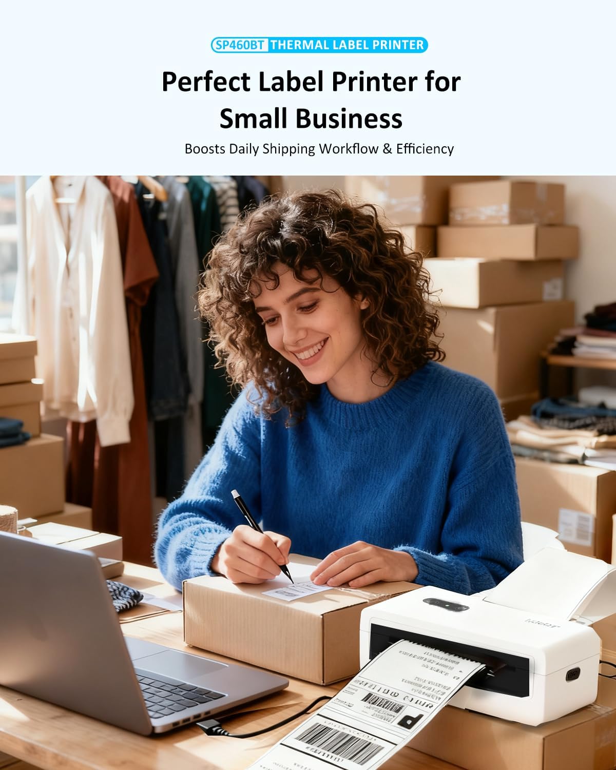 Bluetooth Thermal Shipping Label Printer, Wireless 4x6 Shipping Printer - Image 5