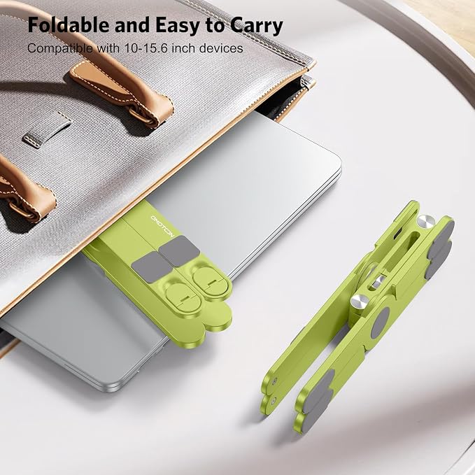 OMOTON LA10 360° Rotating Laptop Stand Riser Foldable for Desk, Citron | Aluminium Aolly, Adjustable Height Angles, Collaborative Work, Easy Storage, Fits Laptops up to 17", for MacBook Pro/Air HP - Image 8