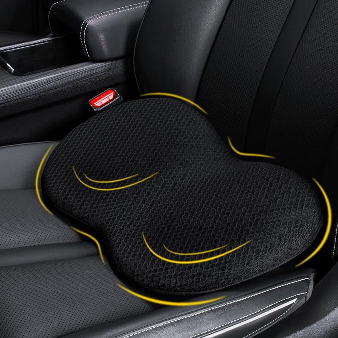 kingphenix Wedge Car Seat Cushion, Memory Foam Pad for Driving Comfort | High-Density Memory Foam Seat Cushion, 4D Breathable Mesh & Non-Slip Bottom for Long Drive Comfort & Office Use, X - Black by kingphenix