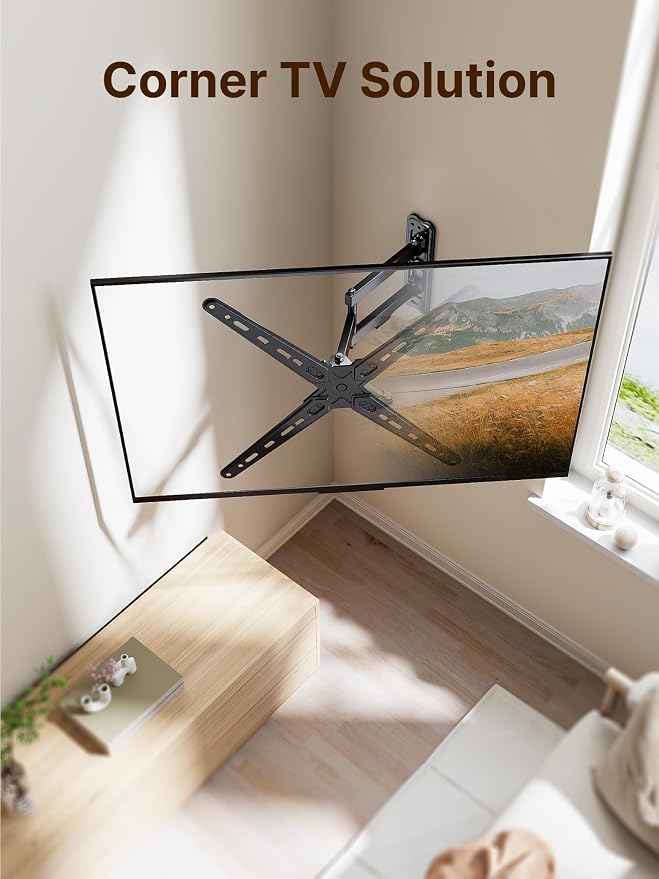 monTEK Full Motion TV Wall Mount for 13-55 Inch TVs up to 55 lb | ±90° swivel, landscape/portrait rotation and 14.4 in extension; 4X load tested, VESA 75x75 to 400x400 mm, single-stud mount - Image 7